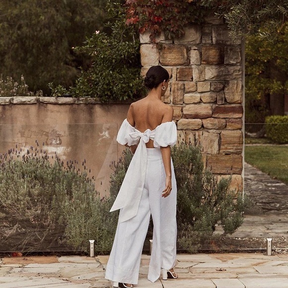 Dissh Aisle Edit white linen bow crop top - Picture 4 of 7